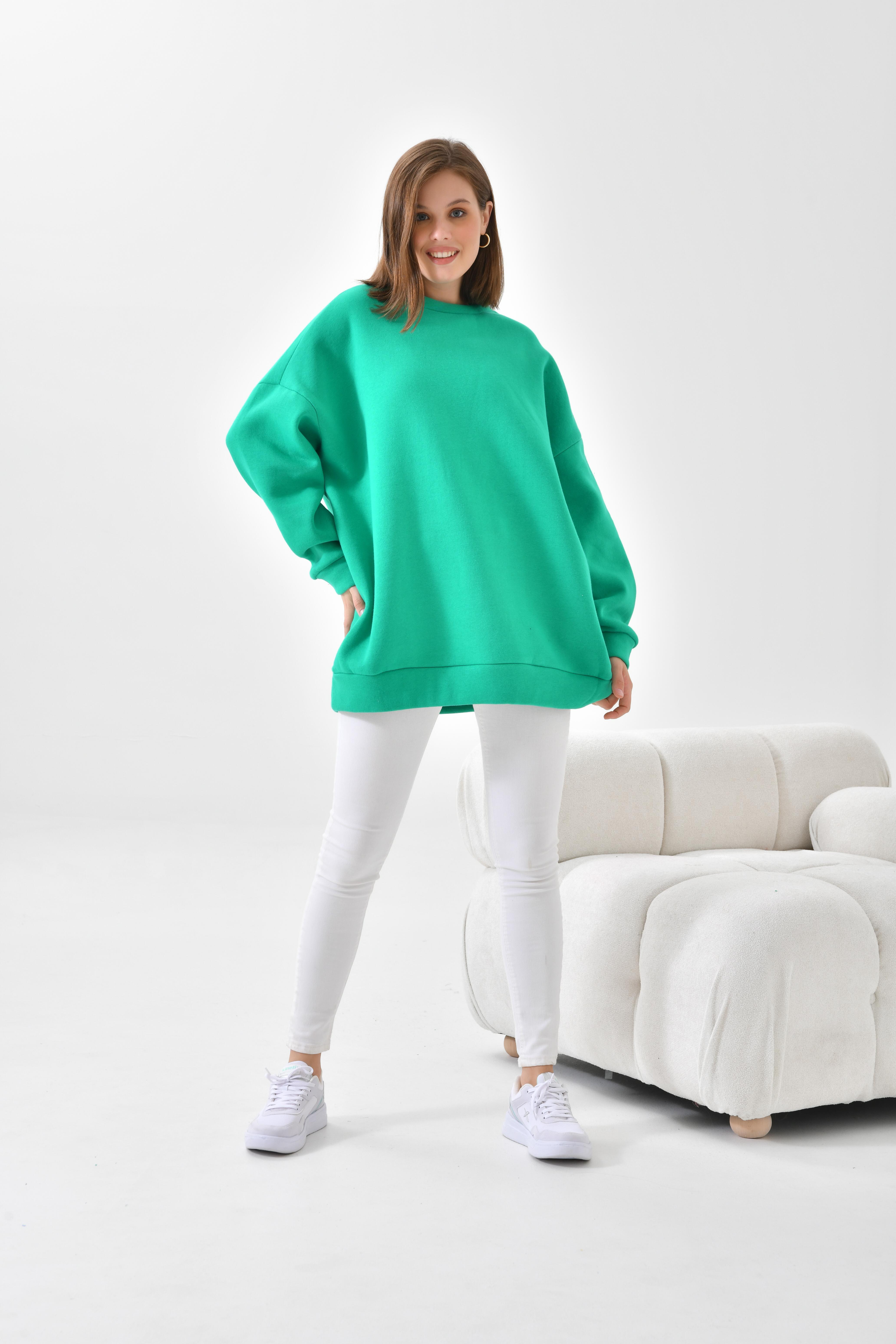 Firoy Kadın Oversize 3 İp Şardonlu Sweatshirt  Benetton