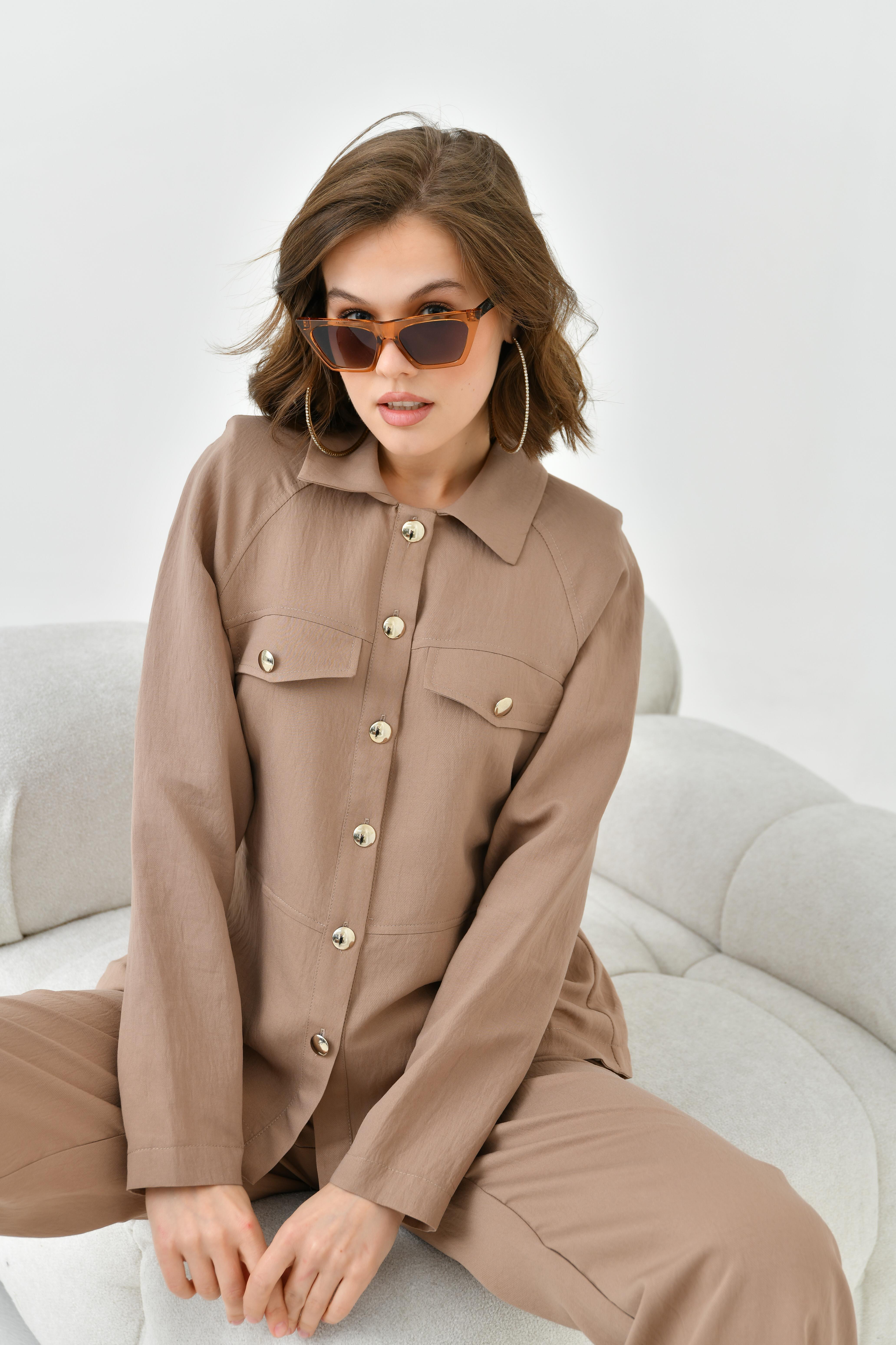 Firoy Kadın Pantolonlu Takım  Camel