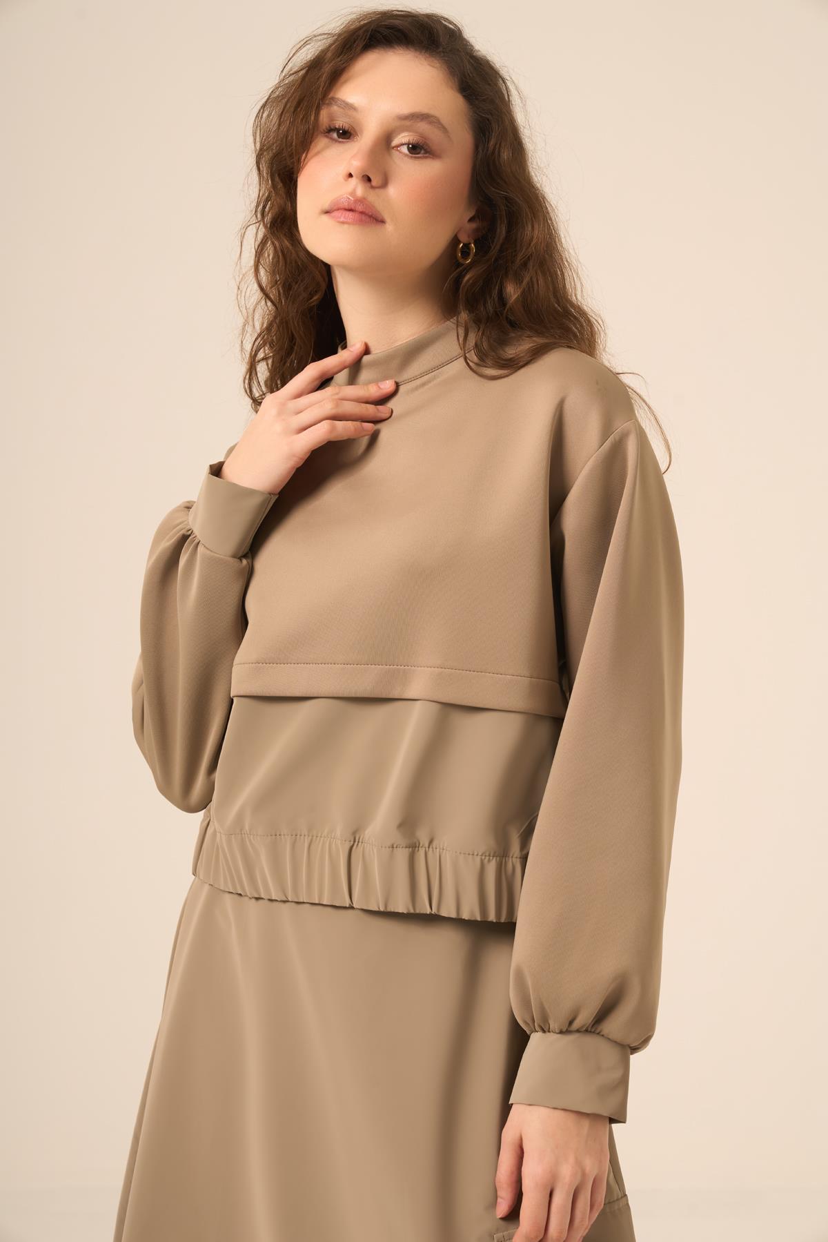 Firoy Kadın Scuba Spandex Takım  Beige