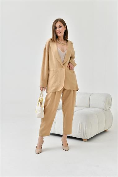 Firoy Kadın Begonya Ceketli Takım  Beige
