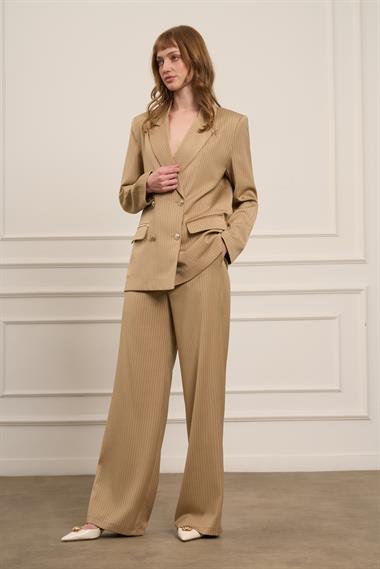 Firoy Kadın Çizgili Takım  Beige