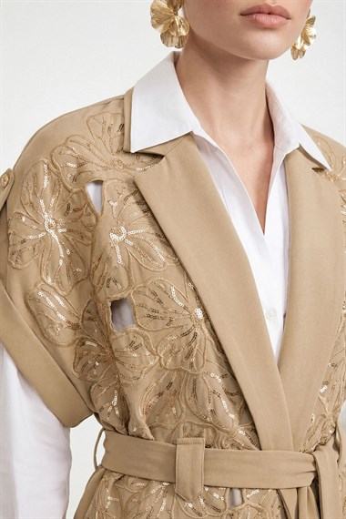 Firoy Kadın Dantel Takım  Beige