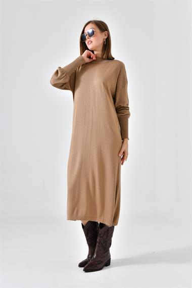 Firoy Kadın DÜz Basic Tunik  Beige