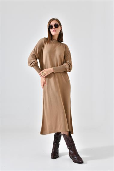 Firoy Kadın DÜz Basic Tunik  Beige