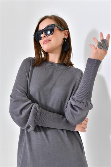 Firoy Kadın Düz Basic Tunik  Gri