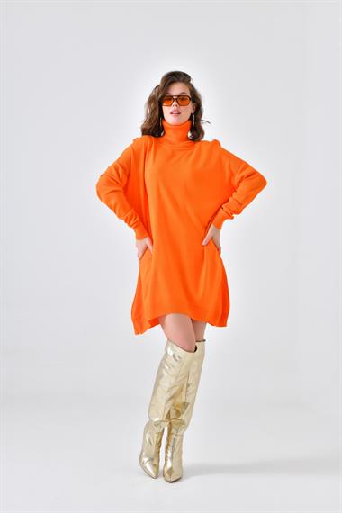 Firoy Kadın Düz Basic Tunik  Orange