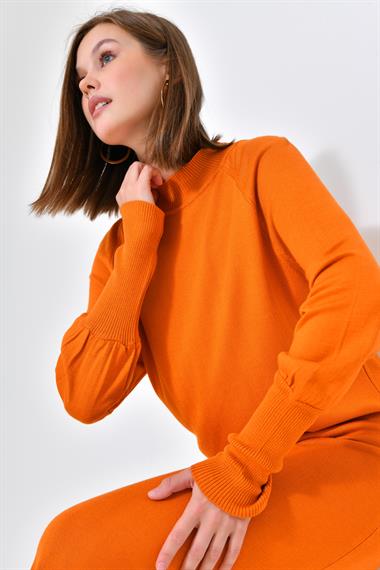 Firoy Kadın Düz Basic Tunik  Orange