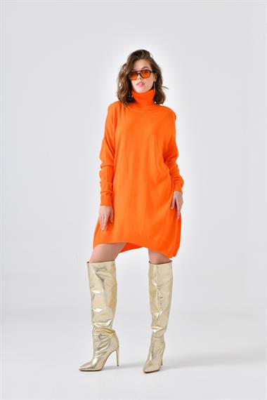 Firoy Kadın Düz Basic Tunik  Orange