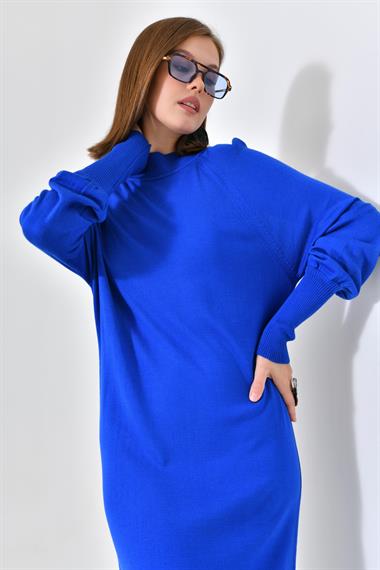 Firoy Kadın Düz Basic Tunik  Saks Mavi