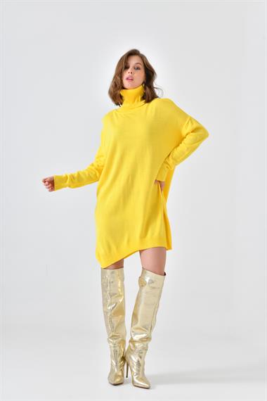 Firoy Kadın Düz Basic Tunik  Sarı