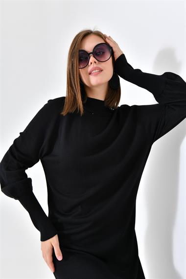 Firoy Kadın Düz Basic Tunik  Siyah