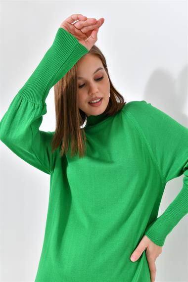 Firoy Kadın Düz Basic Tunik  Yeşil