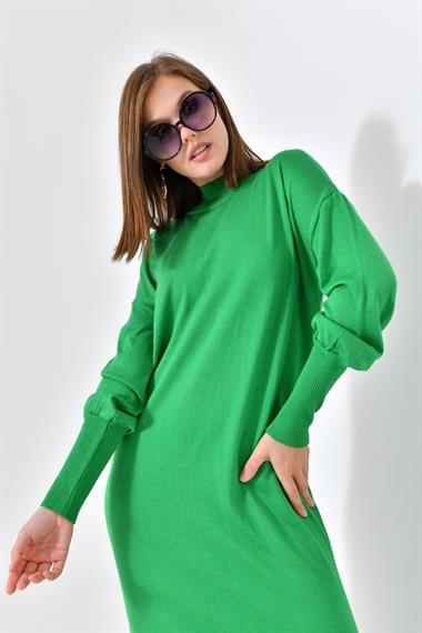 Firoy Kadın DÜz Basic Tunik  Yeşil