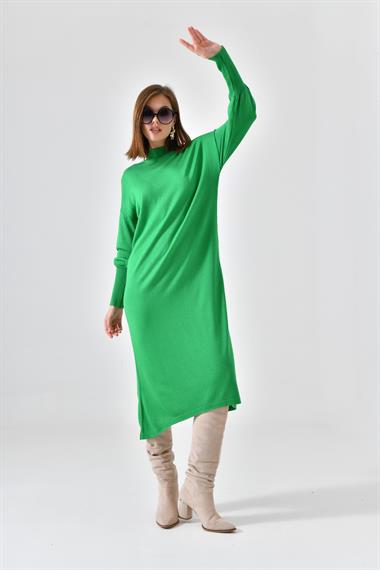 Firoy Kadın DÜz Basic Tunik  Yeşil
