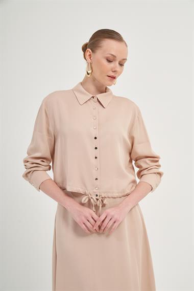 Firoy Kadın Etekli Tansel Takım  Beige