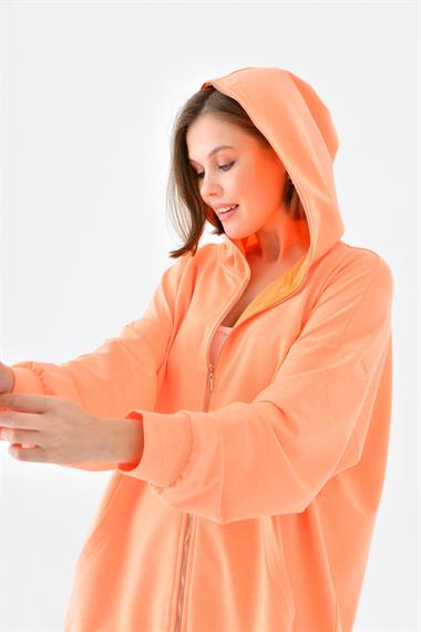 Firoy Kadın Fermuarlı Sweat  N.Oranj