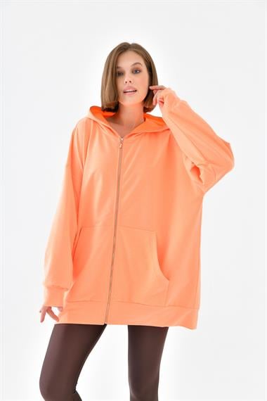 Firoy Kadın Fermuarlı Sweat  N.Oranj