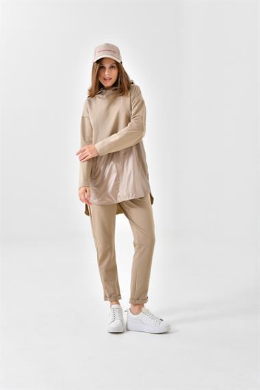 Firoy Kadın İki İp Paraşüt Detaylı Takım  Beige