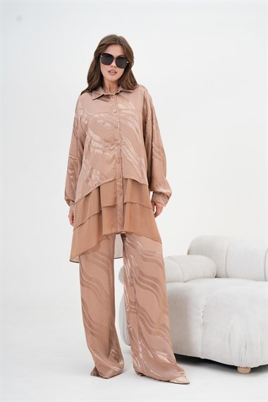 Firoy Kadın Jakar Takım  Beige