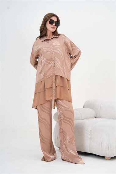 Firoy Kadın Jakar Takım  Beige