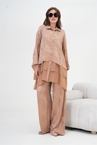 Firoy Kadın Jakar Takım  Beige