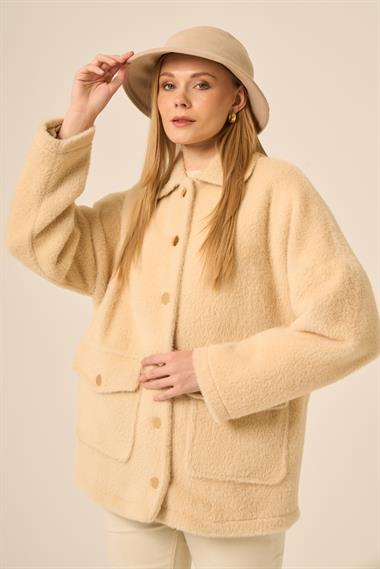 Firoy Kadın Kürk Ceket  Beige