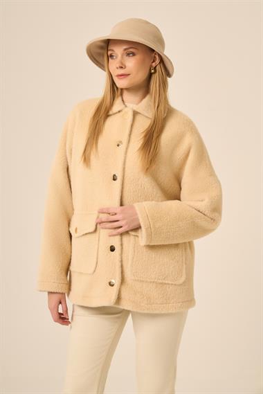 Firoy Kadın Kürk Ceket  Beige