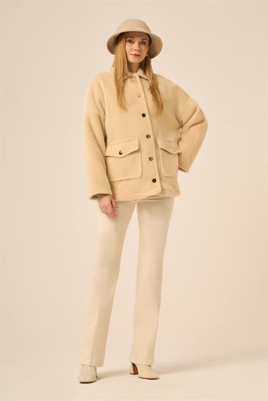 Firoy Kadın Kürk Ceket  Beige