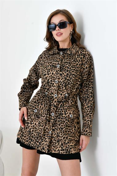 Firoy Kadın Leopar Desen Kap  LEOPAR