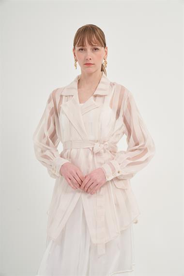 Firoy Kadın Organze Kap  Beige