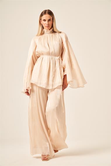 Firoy Kadın Organze Takım  Beige