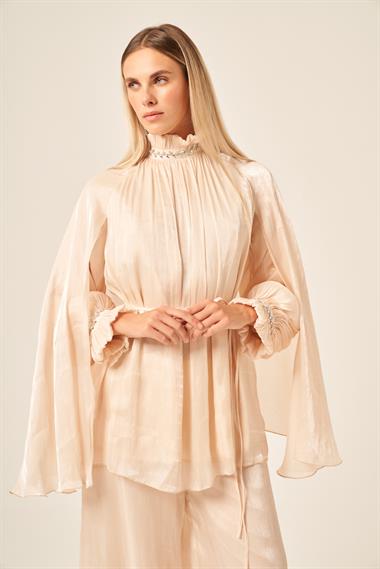 Firoy Kadın Organze Takım  Beige