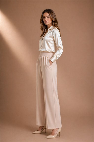 Firoy Kadın Palazo Pantolon  Beige