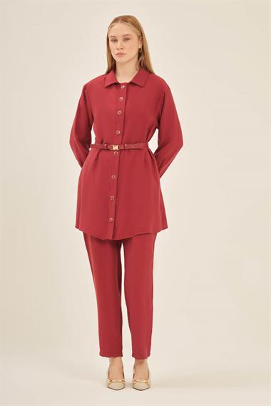Firoy Kadın Pantolonlu Takım  Bordo