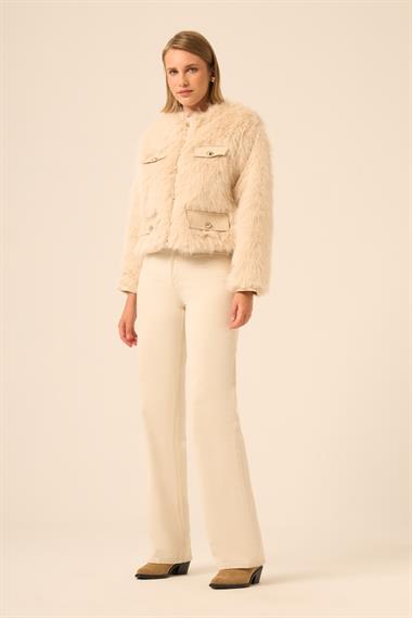 Firoy Kadın Peluş Mont  Beige