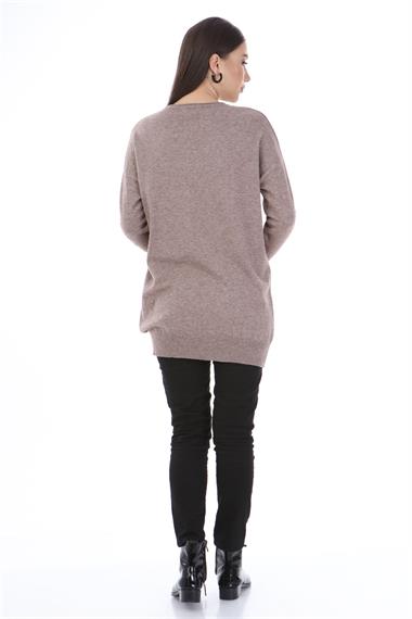 Firoy Kadın Pul Payet Triko  Beige
