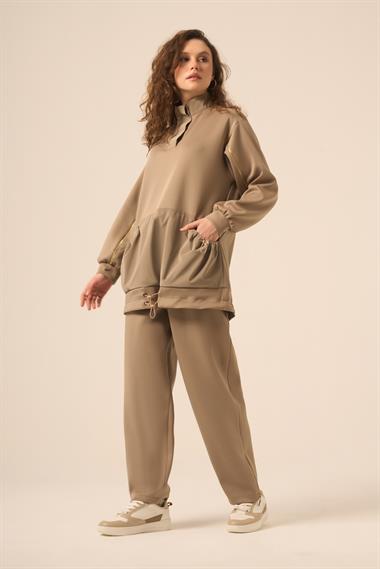 Firoy Kadın Scuba Spandex Takım  Beige