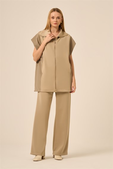 Firoy Kadın Scuba Spandex Takım  Beige