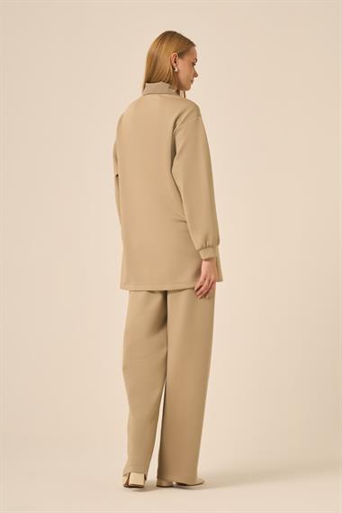 Firoy Kadın Scuba Spandex Takım  Beige