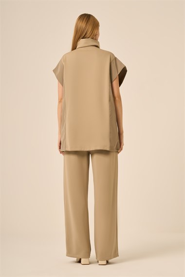 Firoy Kadın Scuba Spandex Takım  Beige