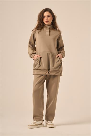 Firoy Kadın Scuba Spandex Takım  Beige