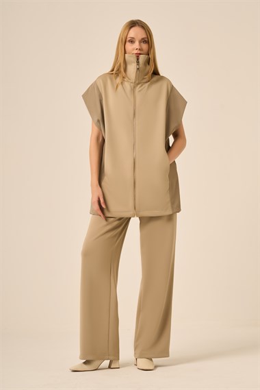 Firoy Kadın Scuba Spandex Takım  Beige
