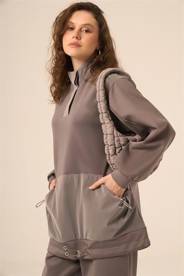 Firoy Kadın Scuba Spandex Takım  Gri