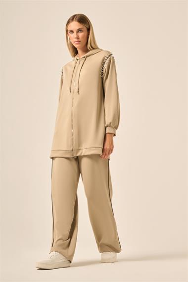 Firoy KADIN TAŞLI SKUBA TAKIM  Beige