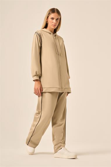 Firoy KADIN TAŞLI SKUBA TAKIM  Beige