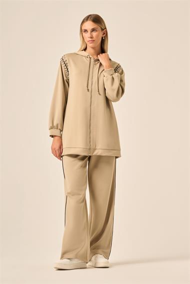 Firoy KADIN TAŞLI SKUBA TAKIM  Beige