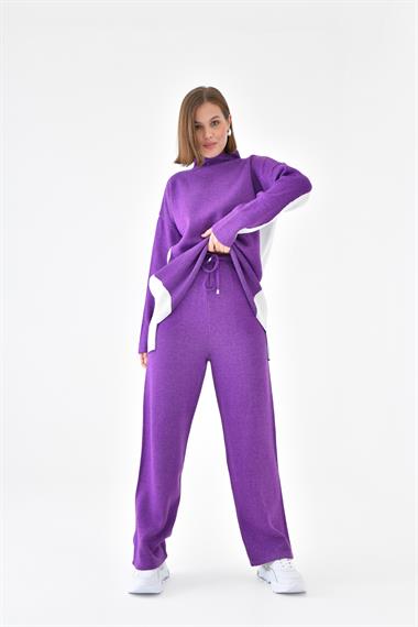 Firoy Kadın Yan Detaylı İkili Takım  Mor