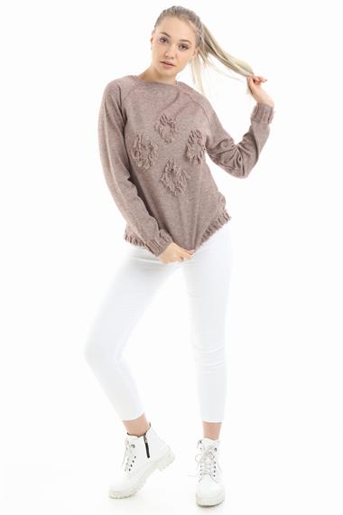 Firoy Kadın Yazı Detay Salaş Tunik  Beige