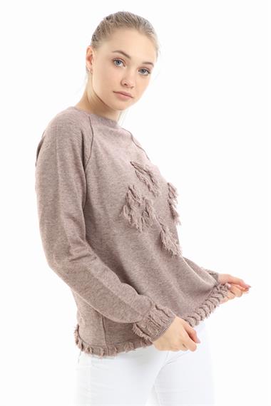 Firoy Kadın Yazı Detay Salaş Tunik  Beige