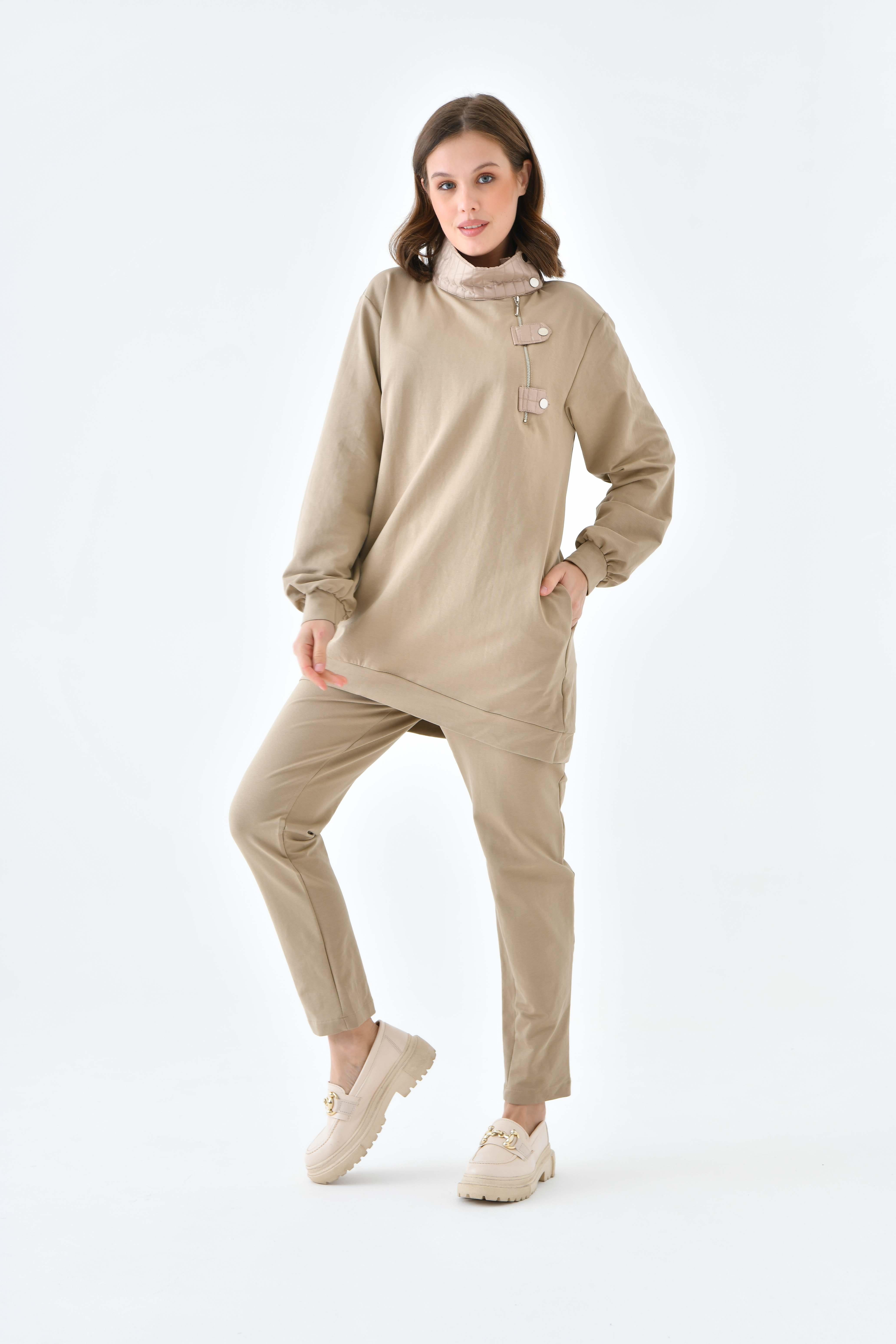 Firoy Kadın İki İp Kapitoneli Takım  Beige